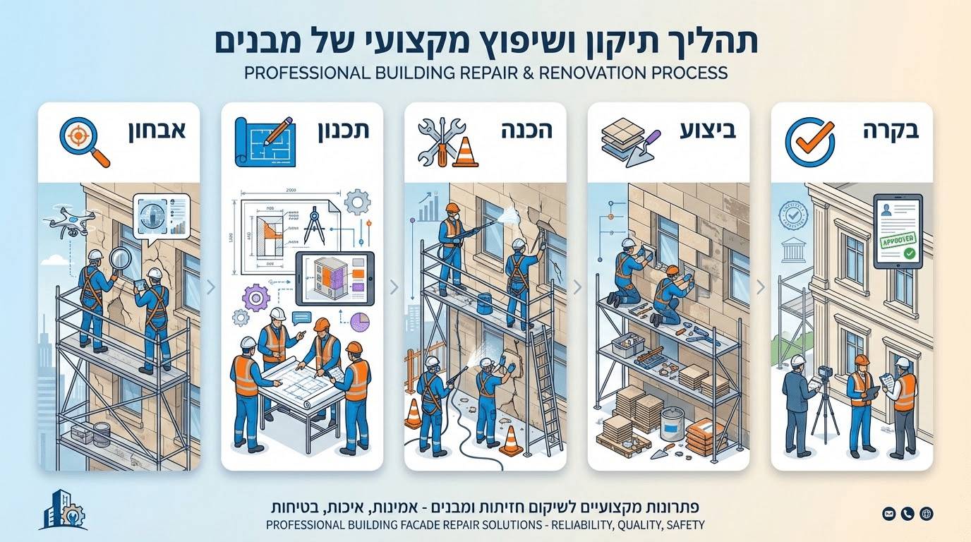 שלבי תיקון מקצועי של נשירת פסיפס