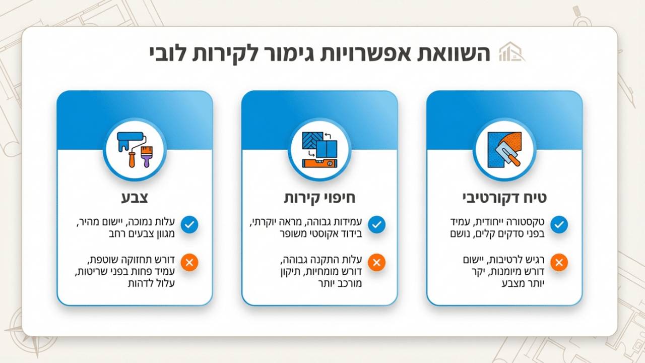 השוואת אפשרויות גימור